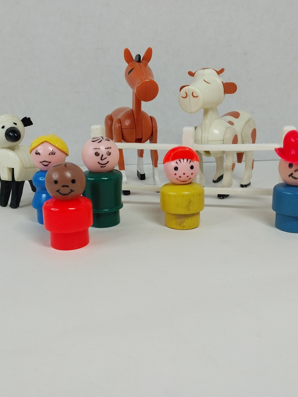 Vintage Fisher Price Little People Farm Lot Farmers Horse Cow Sheep 1960s-70s